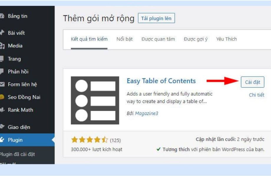 Cài đặt table of content tự động